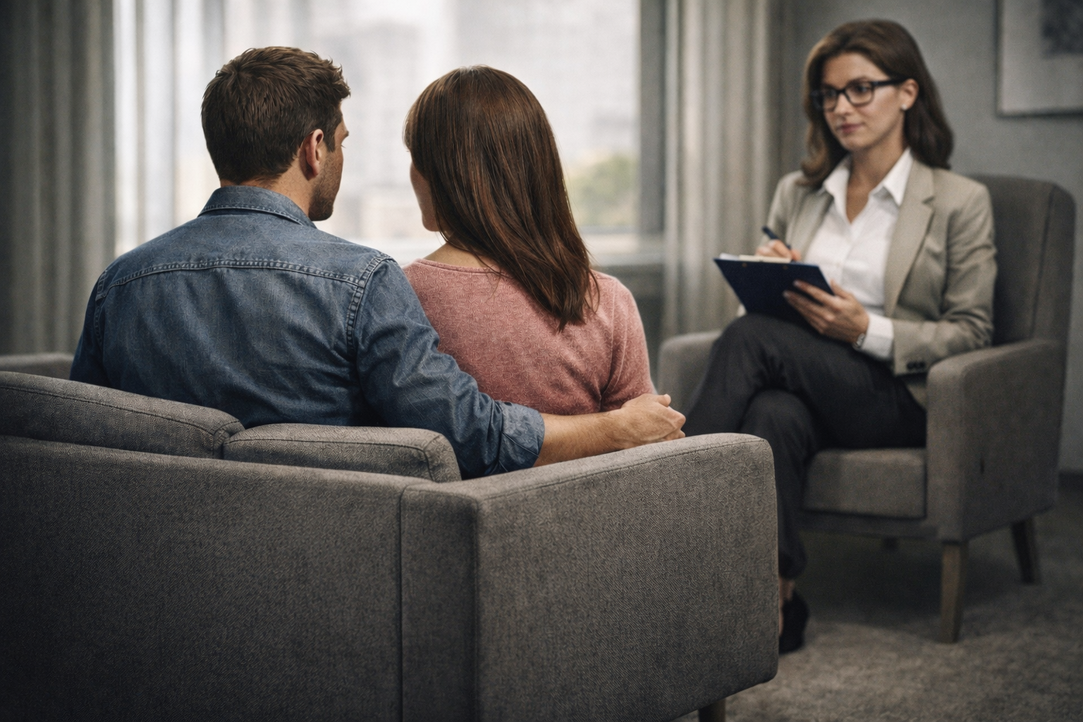 Sesión de terapia de pareja en consulta psicológica en España